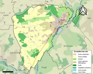 Carte en couleurs présentant l'occupation des sols.