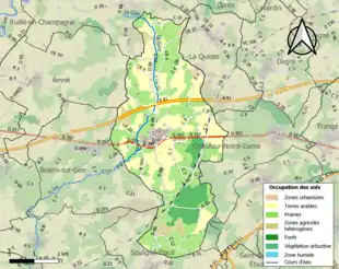 Carte en couleurs présentant l'occupation des sols.