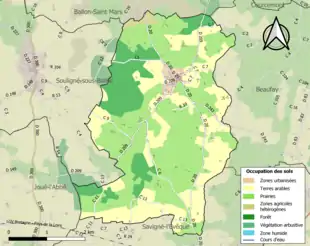 Carte en couleurs présentant l'occupation des sols.