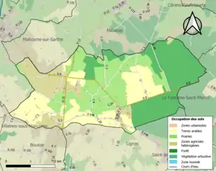 Carte en couleurs présentant l'occupation des sols.