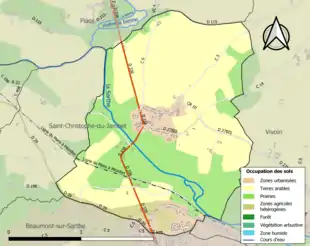 Carte en couleurs présentant l'occupation des sols.