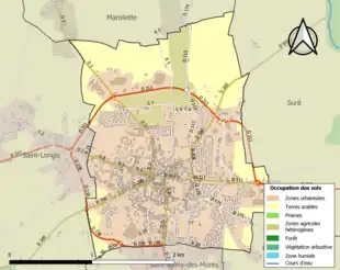 Carte en couleurs présentant l'occupation des sols.