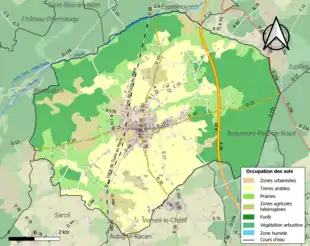 Carte en couleurs présentant l'occupation des sols.