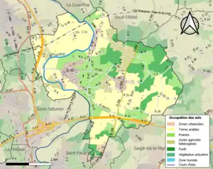 Carte en couleurs présentant l'occupation des sols.