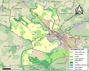 Carte en couleurs présentant l'occupation des sols.