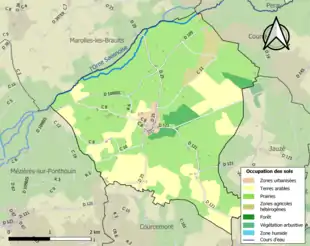 Carte en couleurs présentant l'occupation des sols.