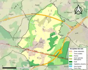 Carte en couleurs présentant l'occupation des sols.