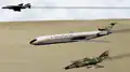 Le vol LN 114 et deux F-4 israéliens (vue d'artiste).