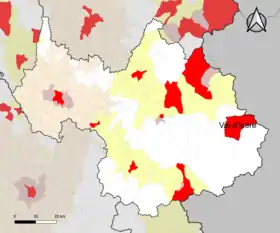 Localisation de l'aire d'attraction de Val-d'Isère dans le département de la Savoie.