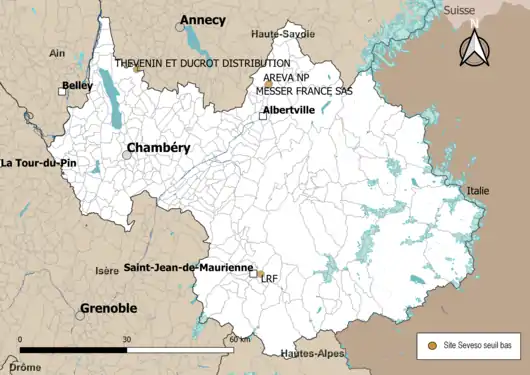 Carte des sites « Seveso seuil bas ».