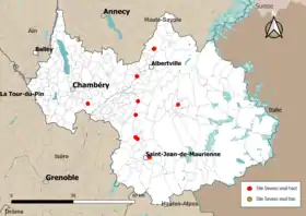 Carte des communes avec sites Seveso