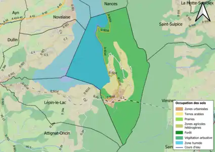 Carte en couleurs présentant l'occupation des sols.