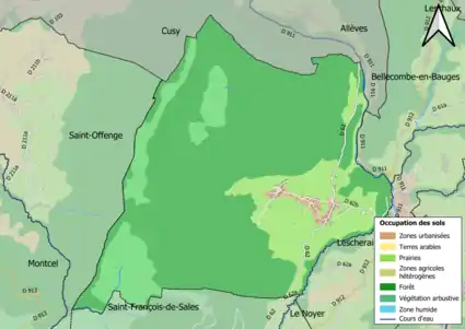 Carte en couleurs présentant l'occupation des sols.