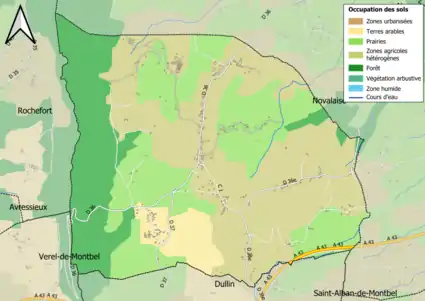 Carte en couleurs présentant l'occupation des sols.