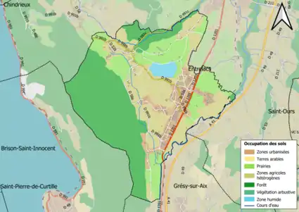 Carte en couleurs présentant l'occupation des sols.