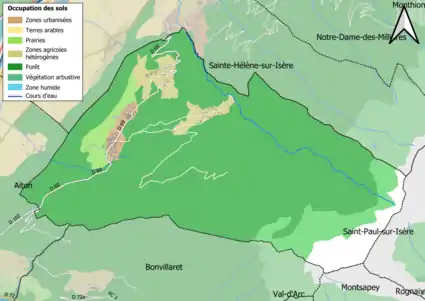 Carte en couleurs présentant l'occupation des sols.