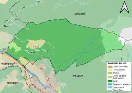 Carte en couleurs présentant l'occupation des sols.