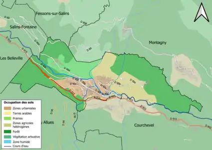 Carte en couleurs présentant l'occupation des sols.