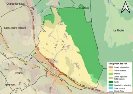 Carte en couleurs présentant l'occupation des sols.