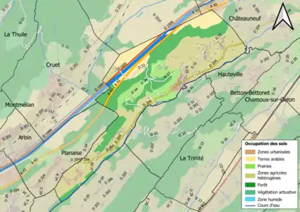 Carte en couleurs présentant l'occupation des sols.