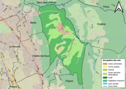 Carte en couleurs présentant l'occupation des sols.