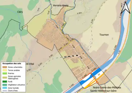 Carte en couleurs présentant l'occupation des sols.