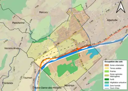 Carte en couleurs présentant l'occupation des sols.