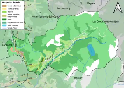 Carte en couleurs présentant l'occupation des sols.