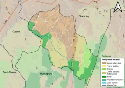 Carte en couleurs présentant l'occupation des sols.