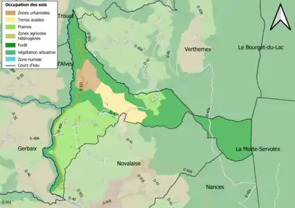 Carte en couleurs présentant l'occupation des sols.