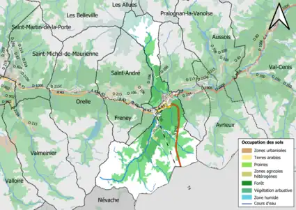 Carte en couleurs présentant l'occupation des sols.