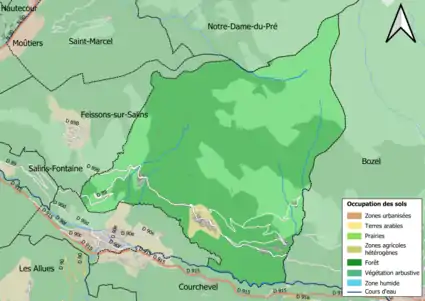 Carte en couleurs présentant l'occupation des sols.