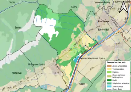 Carte en couleurs présentant l'occupation des sols.