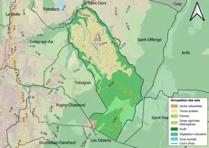 Carte en couleurs présentant l'occupation des sols.