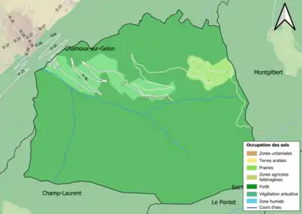 Carte en couleurs présentant l'occupation des sols.