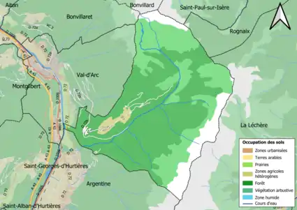 Carte en couleurs présentant l'occupation des sols.