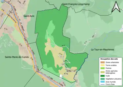 Carte en couleurs présentant l'occupation des sols.