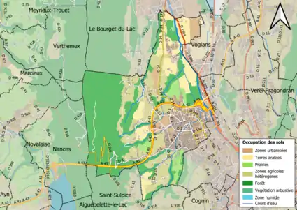 Carte en couleurs présentant l'occupation des sols.