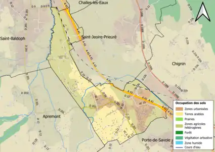 Carte en couleurs présentant l'occupation des sols.