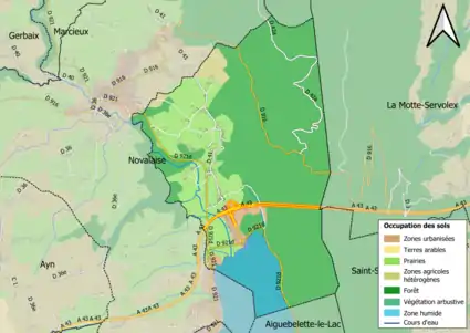 Carte en couleurs présentant l'occupation des sols.