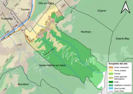 Carte en couleurs présentant l'occupation des sols.