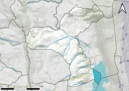 Carte montrant en couleurs le relief d'une commune