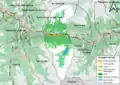 Carte des infrastructures et de l'occupation des sols en 2018 (CLC) de la commune.