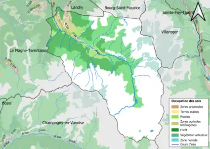 Carte en couleurs présentant l'occupation des sols.