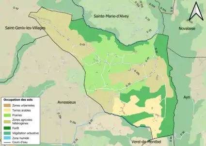 Carte en couleurs présentant l'occupation des sols.