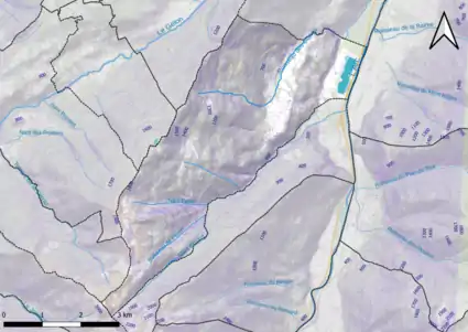 Carte montrant en couleurs le relief d'une commune