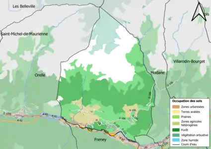 Carte en couleurs présentant l'occupation des sols.