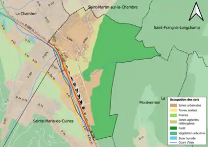 Carte en couleurs présentant l'occupation des sols.