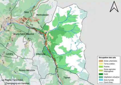 Carte en couleurs présentant l'occupation des sols.