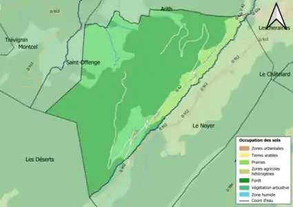 Carte en couleurs présentant l'occupation des sols.